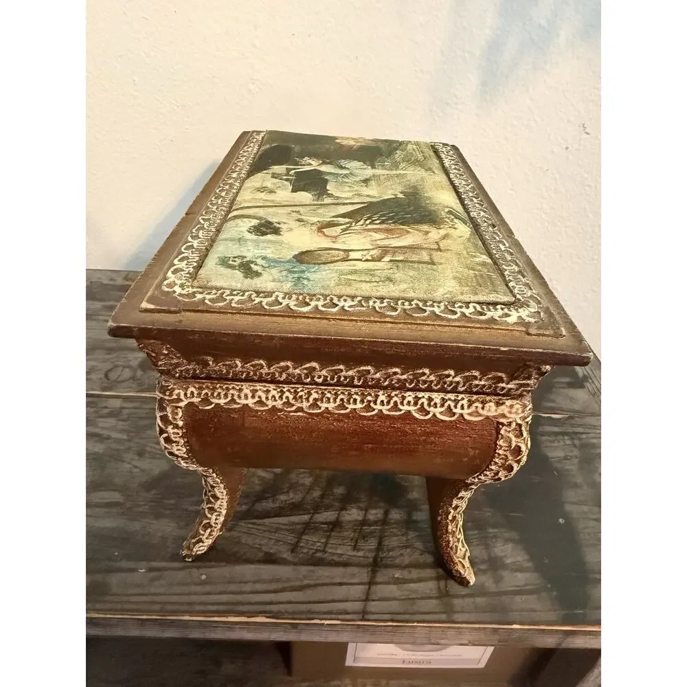 Vintage L Gambor Twinkle Toes Footed Jewelry Music Box Made in Japan